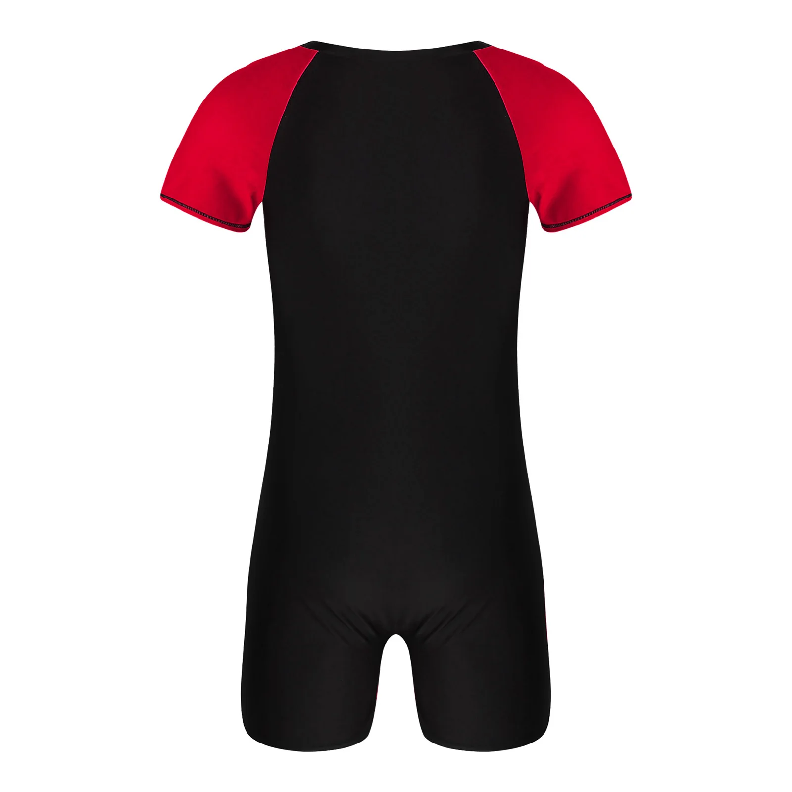 Мужской слитный купальный комбинезон с короткими рукавами и молнией спереди