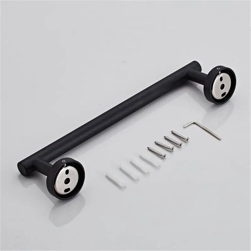 

Bathroom Hardware Set Black Robe Hook Towel Rail Bar Rack Bar Shelf Tissue Paper