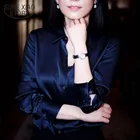 Женская шифоновая блузка, атласная блузка с отложным воротником, с длинным рукавом, для работы и офиса, весна 2021, 2245, 50