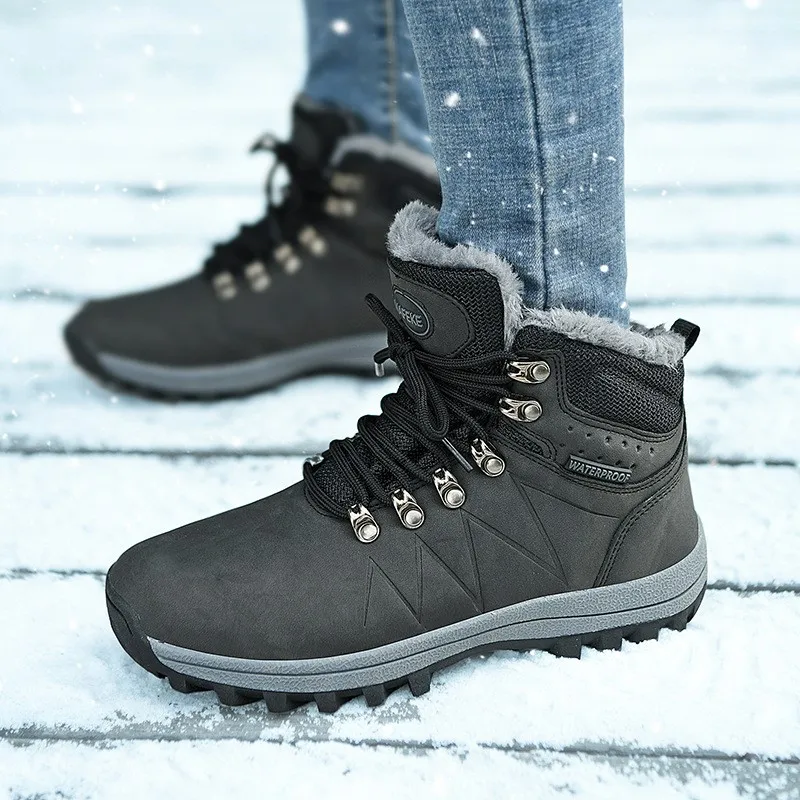 Winter Sneakers For Men Women High Top Outdoor Trekking Walking Hiking Sports Shoes Warm Plush Anti Skid Camping Snow Boots