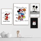 Disney аниме с Микки-Маусом и Минни-Маус из плотной ткани Картины футболка с забавным мультипликационным принтом Плакаты и принты настенные картины для гостиной украшение дома
