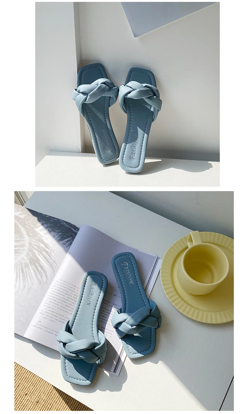 

high quality summer chain slides weave open toe casual casual slipper women's sandal