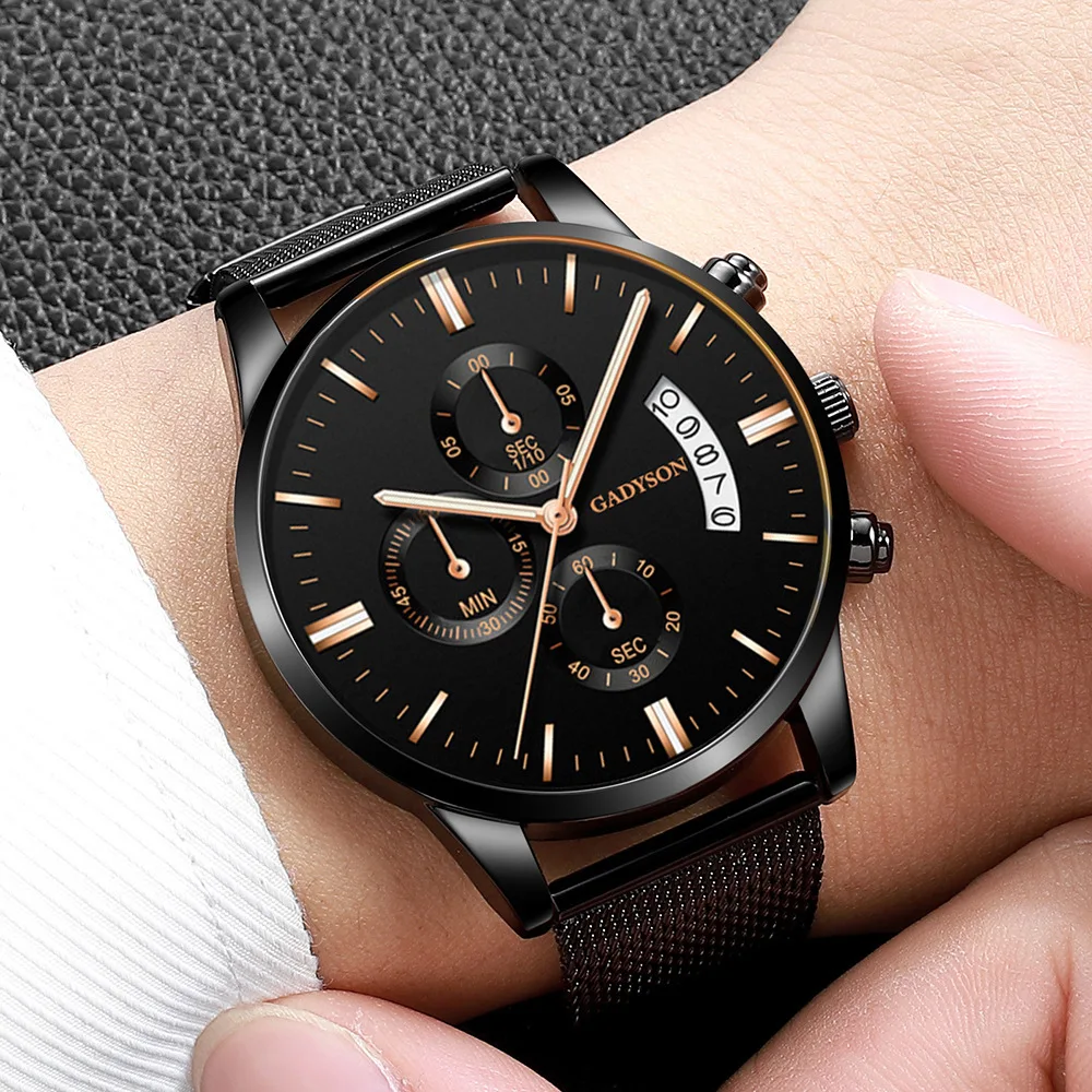 

Mens Watch Fashion Luxury Luminous Watches Men Stainless Steel Mesh Calendar Quartz Wristwatch Classic Business Relogio Feminino