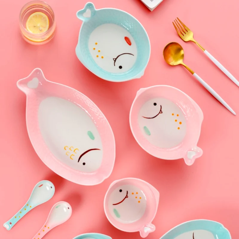 Детский набор тарелок для салата завтрака детский с мультяшным рисунком тарелки