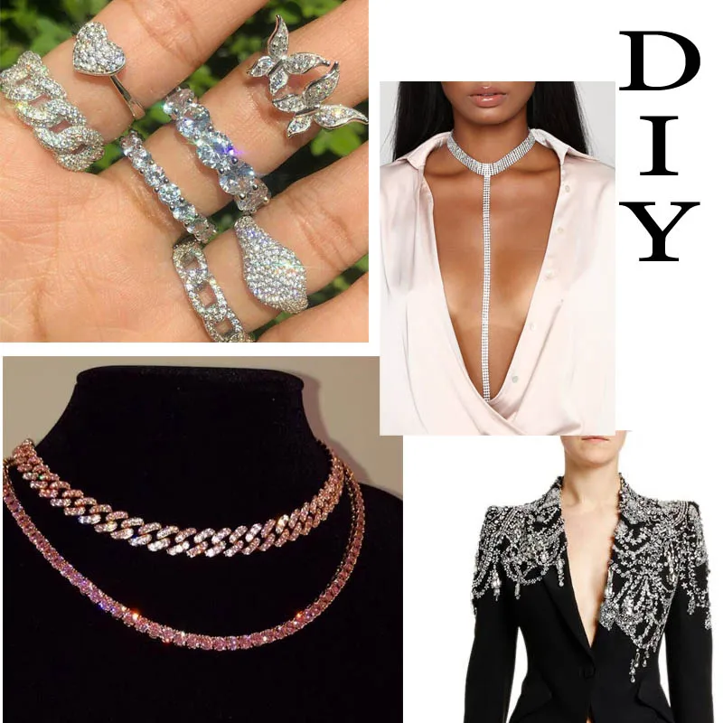

1yard AB Rhinestones Wrap Chain Bracelet Jewelry Making Diamonds Crystal Trims DIY Crafts Wedding Dress Clothing Accessories