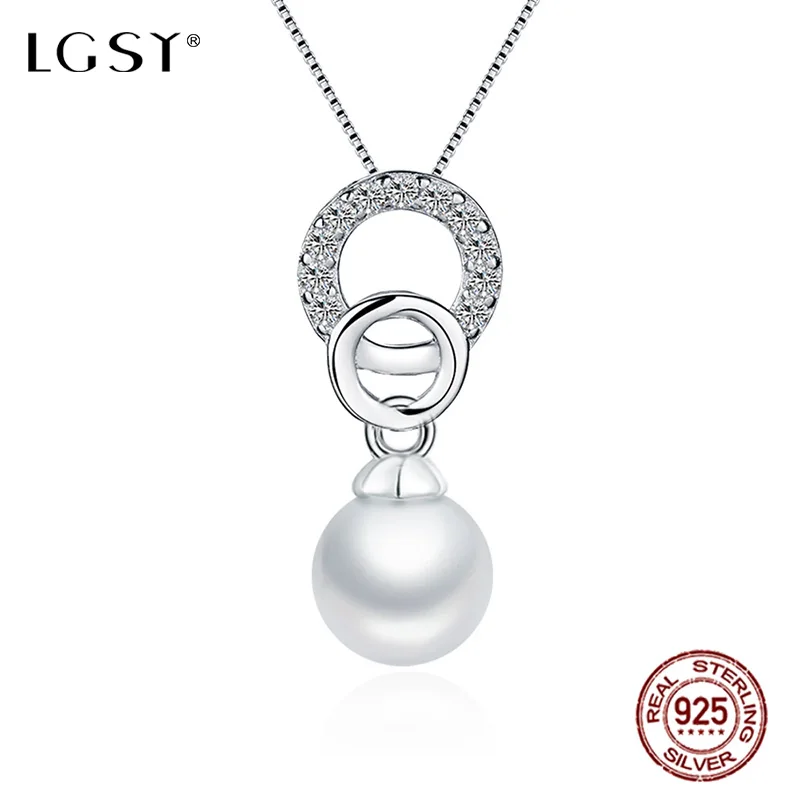 

LGSY 100% Guarantee 925 Sterling Silver Pendant Akoya Pearl Pendant Crystal Necklace Round Pearl Pendant Fashion Jewelry FSP193