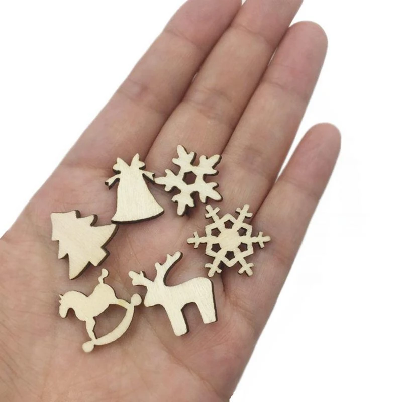 200 шт рождественские украшения для дома натуральная деревянная подвеска сделай