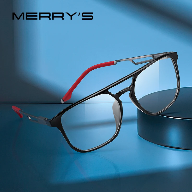MERRYS-gafas deportivas de diseño para hombre, montura de aluminio con patas de silicona, graduadas para miopía, S2101
