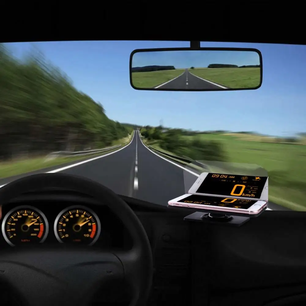 Universal Smartphone Projector HUD Head Up Display Holder Car GPS Navigator Car Mount Stand Phone Holder Black Non-slip Mat