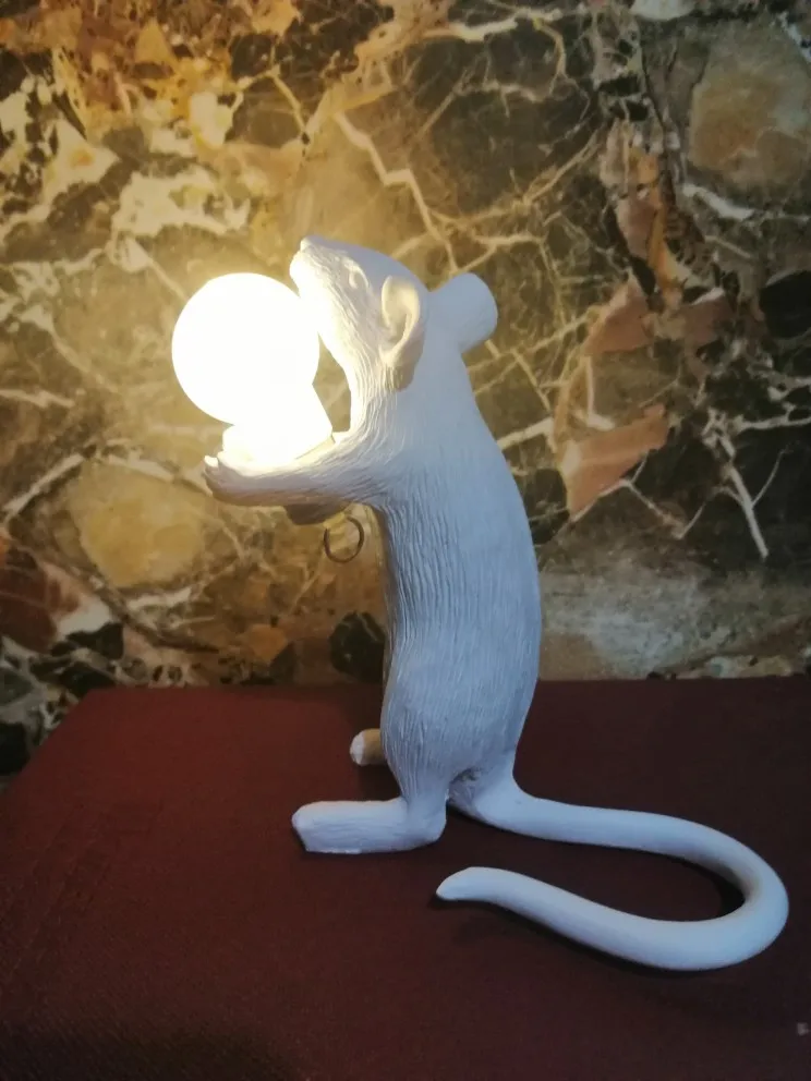 

E12 Mouse Table Lamp Living Room Dining Room Bedroom Clothing Store Cartoon Mouse Resin Table Lamp Table Lamp Lamp for Bedroom
