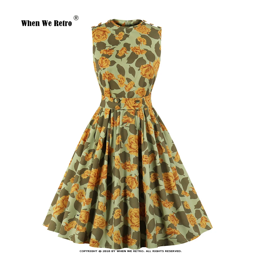 

Светильник зеленого цвета без рукавов Цветочный принт женское летнее платье robe femme VD1793 для танцев в стиле ретро; В винтажном стиле; Платья ...