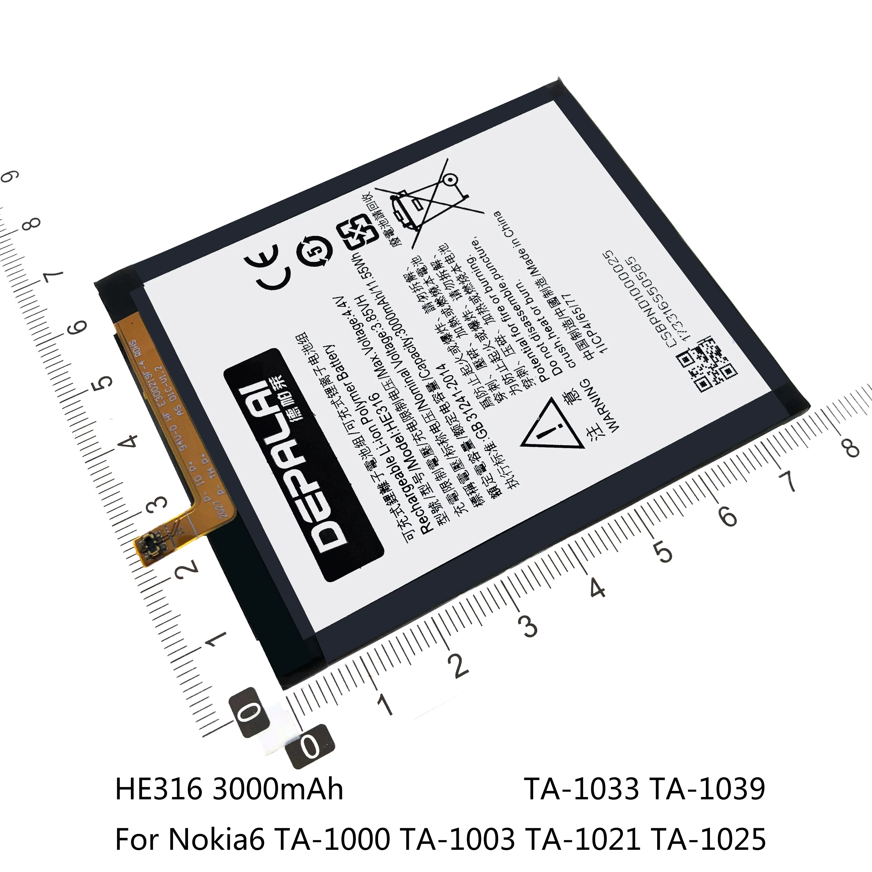 HE316 HE317 HE335 3000mAh Phone Battery For Nokia 6 N6 TA-1000 TA-1003 TA-1021 TA-1025 TA-1033 TA-1039 High Quality | Мобильные