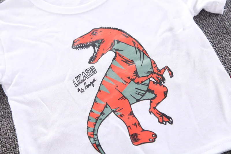 

new Summer toddler Boy cartoon dinosaur clothing Suit kids infant cotton T-Shirt+shorts baby girl casual clothes suit Daily Life