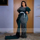 Платья для выпускного вечера Aso Ebi с крупными бусинами, блестками и цветочной аппликацией, вечерние платья с длинным рукавом, платья для африканской вечеринки