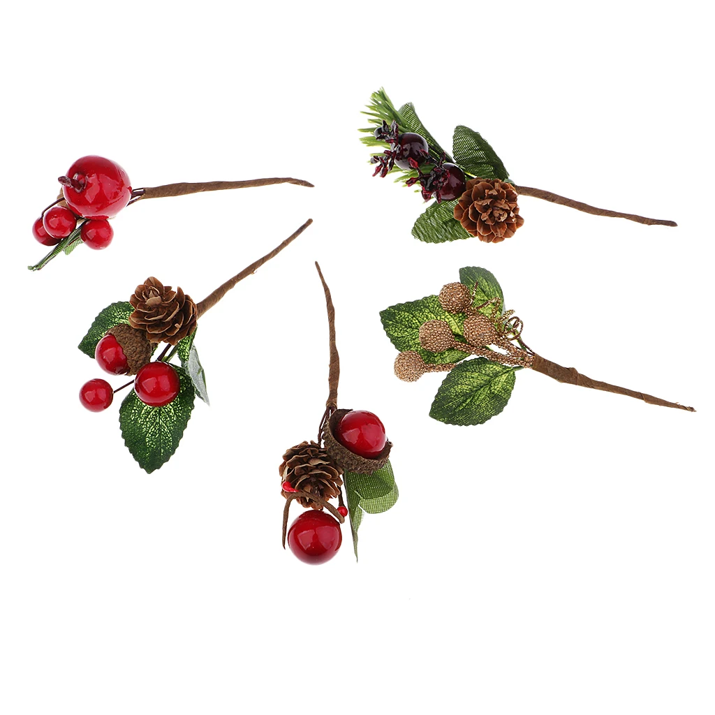 

5x Пластик Искусственные цветы сосновая шишка цветок филиал Свадебные украшения