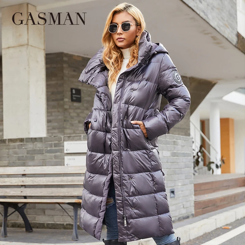 GASMAN 2022 женская зимняя куртка с капюшоном Длинная парка Модное теплое пальто