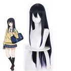 Повязка аниме Yotsuya Miko косплей парик Mieruko-chan костюм женские головные уборы темно-синие длинные прямые волосы