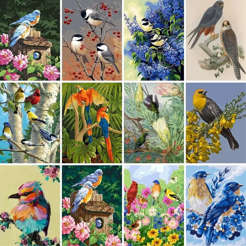 

GATYZTORY 40Ã—50cm DIY Painting By Numbers Flowers Picture For Living Room Home Decoration Coloring By Numbers Birds Unique Gift