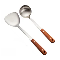 2 pcs cooking utensils set cookware sets wooden handle cooking tools easy to clean shovel scoops soup spoon kitchen utensils
