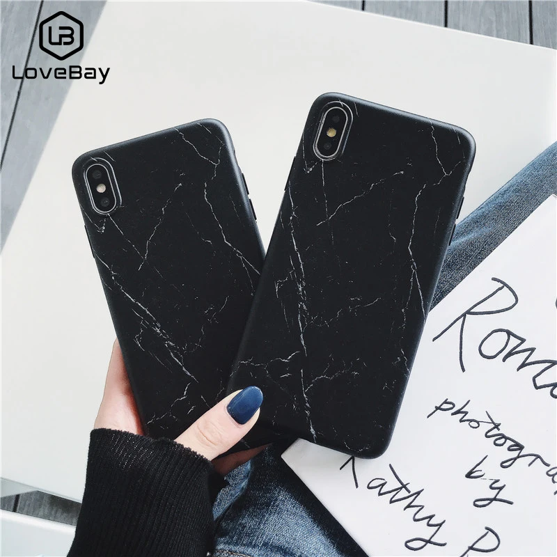 Lovebay черный чехол с мраморным рисунком для iPhone X XR Xs Max Роскошный телефона 6 6s 7 8 Plus
