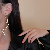 european and american abstract geometric face line earrings for women korean fashion jewelry unusual earrings k pop accessories