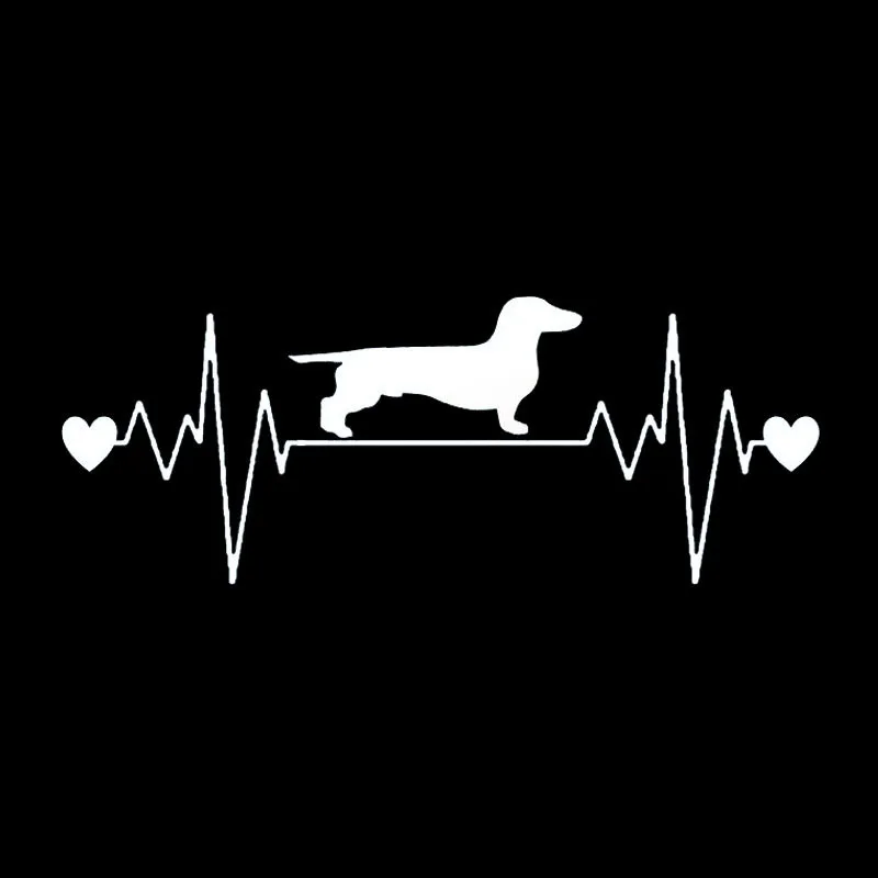 

Volkrays Fashion Car Sticker Dachshund Heartbeat Accessories Reflective Waterproof Sunscreen Vinyl Decal Black/Silver,6cm*19cm
