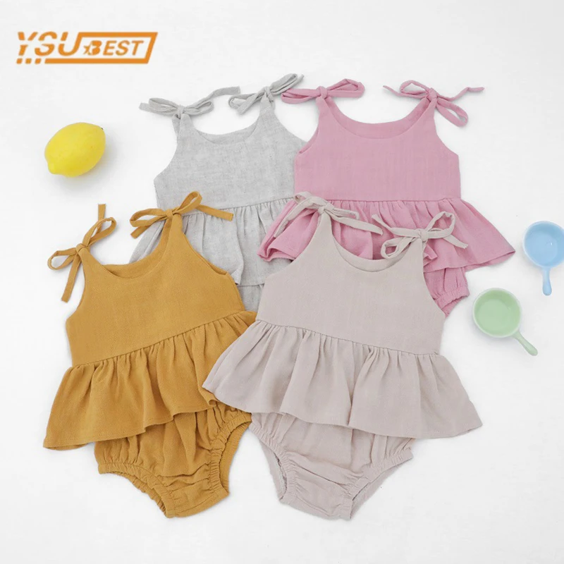 

Infant Kids Baby Girls Sleeveless Pure Color T-shirt + Shorts 3Pcs Clothing Sets Summer Newborn Kids Baby Girl Suits Clothes