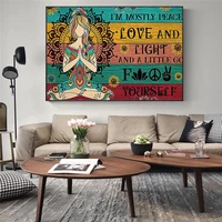 abstract ethnic yoga canvas paintings mostly peace love posters and print wall art picture for yoga room home decoration cuadros