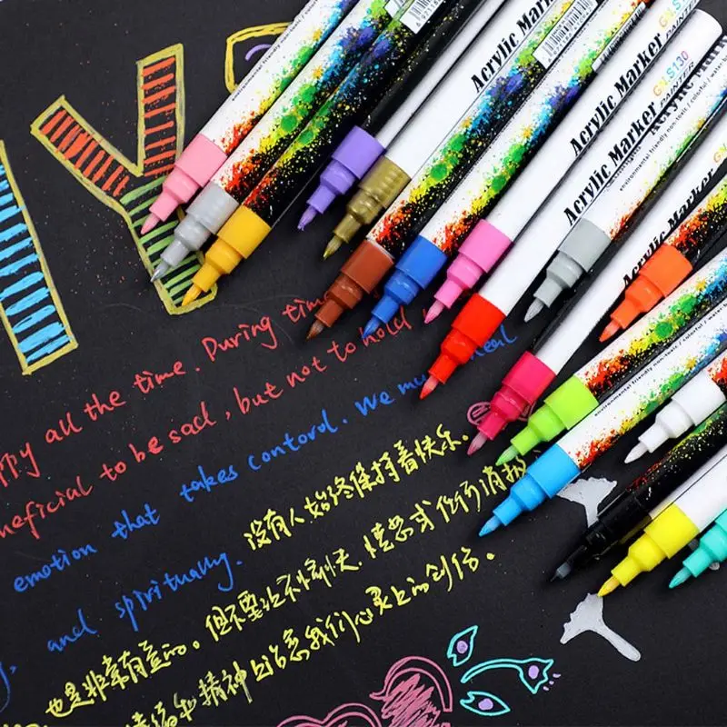 

18 Colors Acrylic Paint Marker Pen Set for DIY Album Glass Ceramic Rock Wood