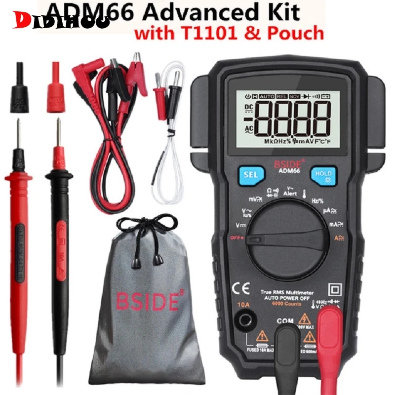 Digital Multimeter BSIDEADM66 62 Auto Range True RMS DMM DC/ Voltage Current Temperature Capacitance Diode Ohm Tester Probe | Инструменты