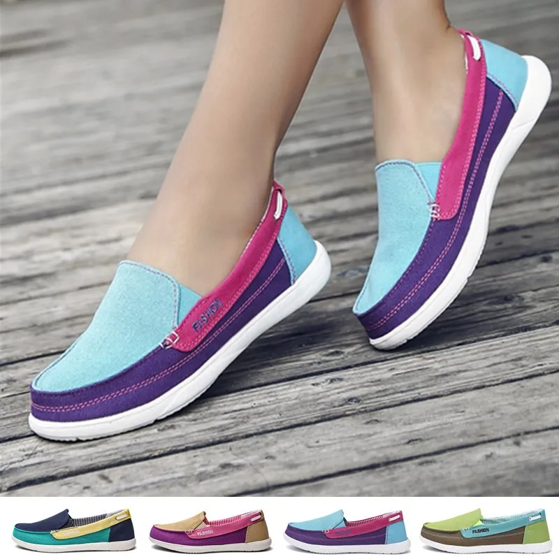 

Модная женская обувь для ходьбы, без шнуровки, менее дышащая повседневная однотонная обувь на плоской подошве