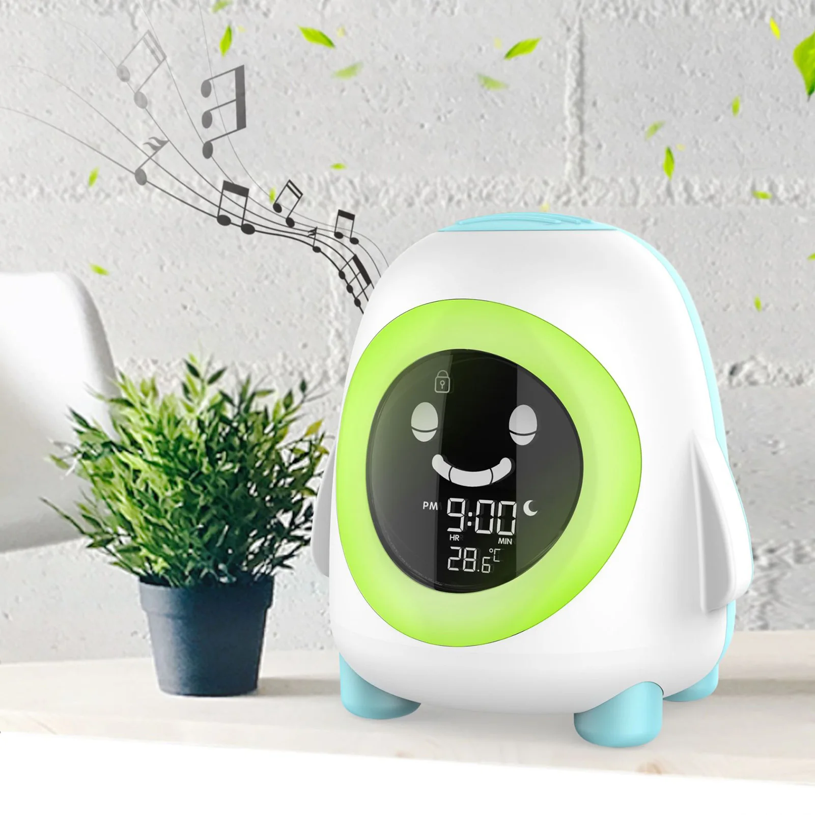 

Children Alarm Clock Penguin LCD Mechanical Timer with Color Night Light Sound Machine Nap Function Perfect Gift for Children