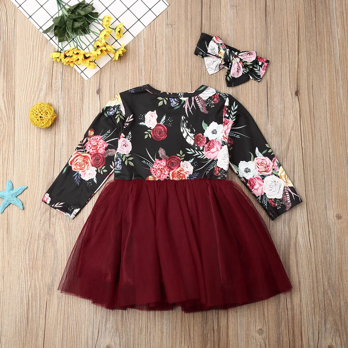 2019 одежда для малышей на весну и осень платье маленьких девочек с цветами
