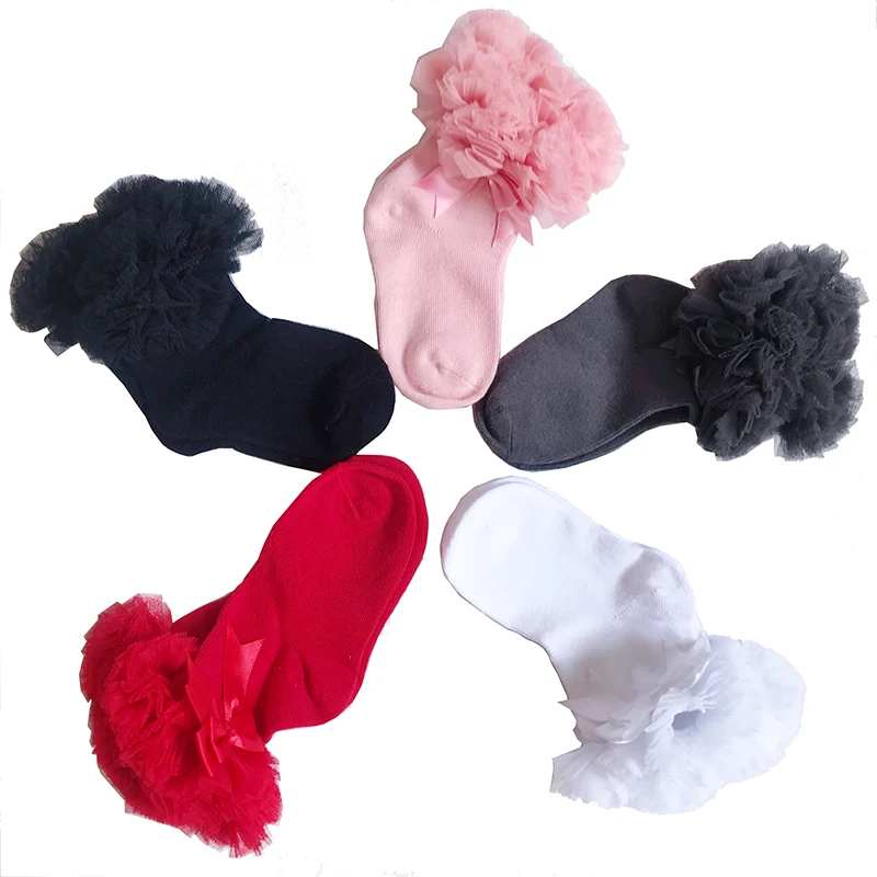 Детские газовые носки с бантиком ярких цветов 5 детские кружевные короткие