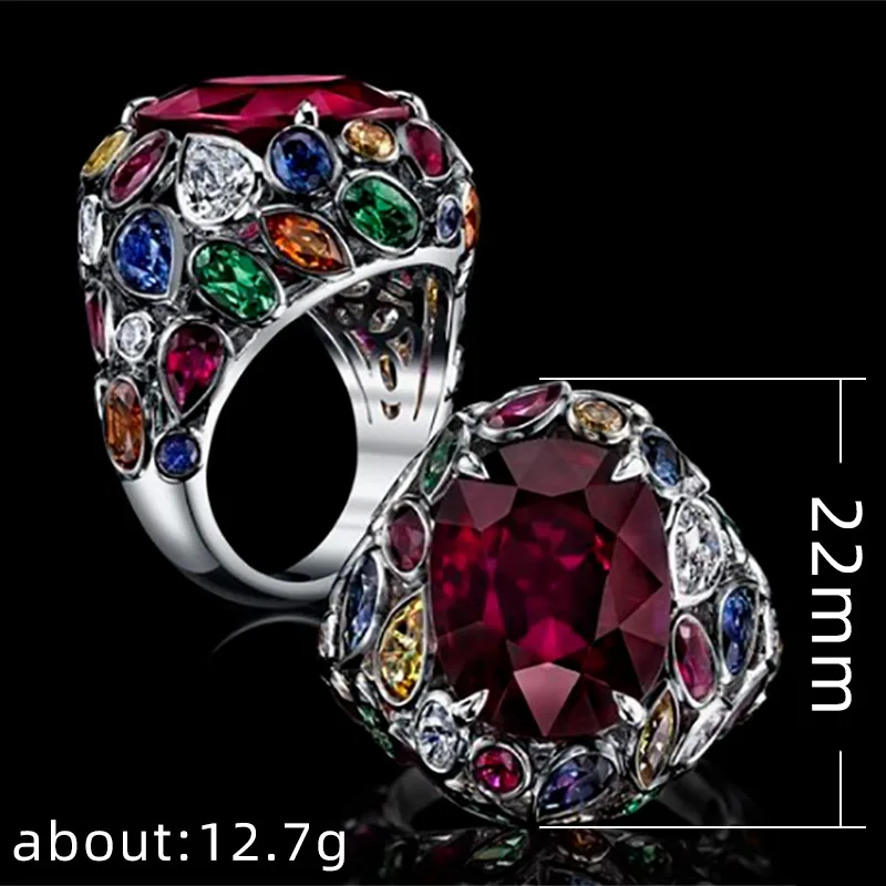 

2021 New Luxury Red Color Oval National Wind Ring Engagement Ring For Women Anniversary Gift Jewelry Bulk Sell R5972