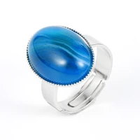 women men natural gem stone blue onyx tiger eye rings crystal turquoises copper open resizable wedding finger rings jewelry gift