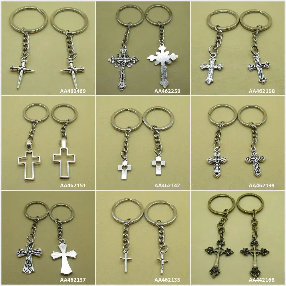 Античный бронзовый посеребренный брелок корона латинский крест Иисус любовь