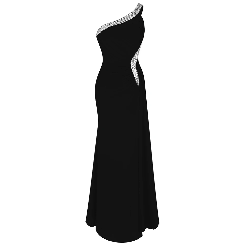 Angel-Fashion женские элегантные вечерние платья на одно плечо с бисером плиссированные Длинные вечерние платья на День Матери серьги из серии "gift Gown" 411