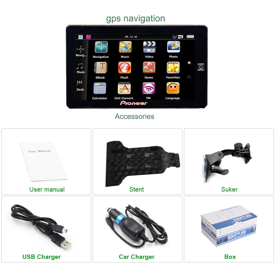 7 inch truck bluetooth GPS Navigation mtk ce6.0 800Mhz 256M 8GB vehicle navigator with rear view lesswire camera maps for global |