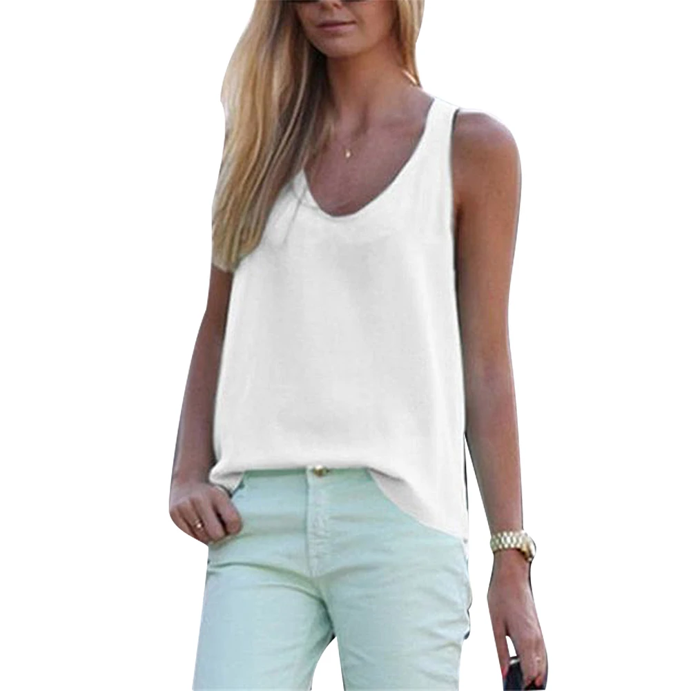 2019 Новая женская летняя повседневная майка без рукавов шифоновая свободная
