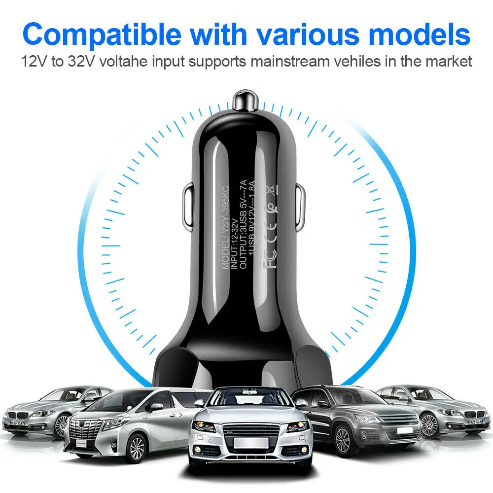 Универсальное автомобильное зарядное устройство QC3.0 с 3 USB-портами для