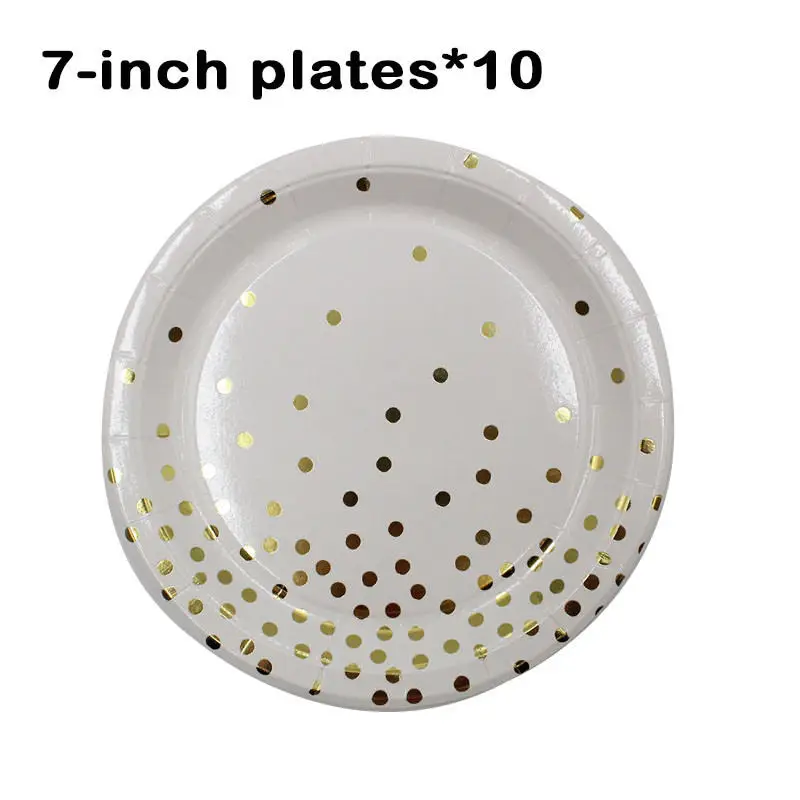 Plates 7-inch 10pcs 10 шт Свадебные украшения одноразовая посуда бумажные соломинки тарелки салфетки для стаканчиков детский душ День Рождения Декор предметы для вечеринки, сувениры - Цвет: Plates 7-inch 10pcs
