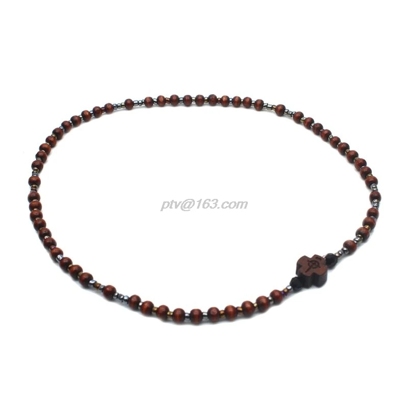 2 шт Мужские деревянные бусины Крест Браслеты для медитации и молитвы цепи