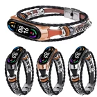 Модный кожаный ремешок для Xiaomi mi Band 6 5 4 3, браслеты в этническом стиле, ремешок для часов в стиле ретро, ремешок на miband 5 4