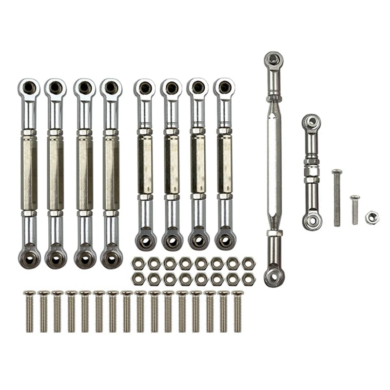 

2set for MN D90 D91 D96 D99S MN99S MN90 1/12 Metal Pull Rod Steering Link Rod Set Parts,Black & Silver