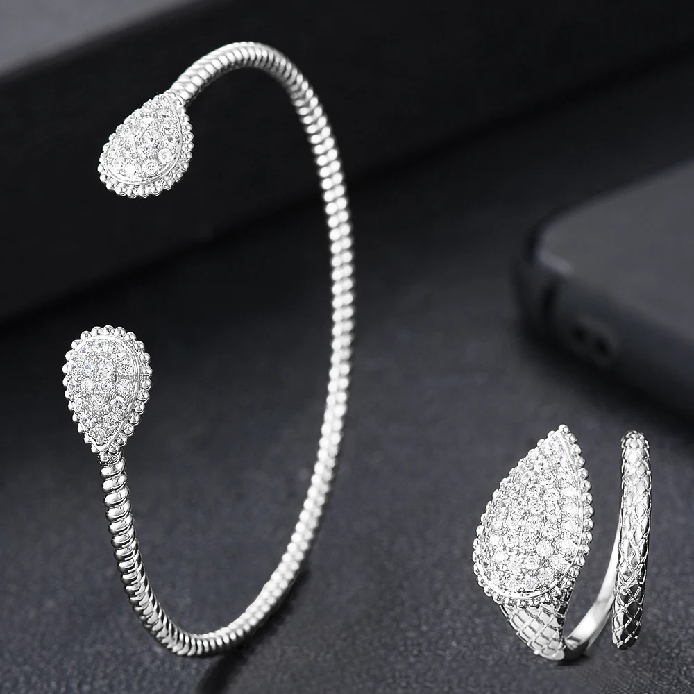 Комплект из браслета и кольца с фианитом