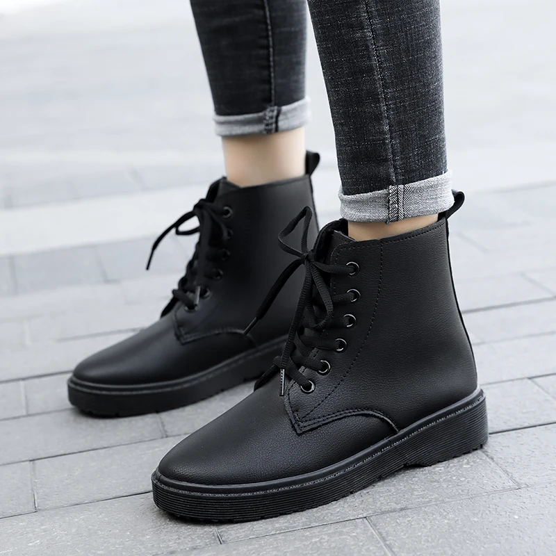 

Women Boots Rubber-Shoes Black Winter Martins Girls Waterproof Fashion Ladies Boots Outdoor Platform Shoes for Women