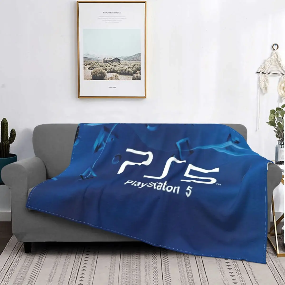 

Playstation 1659-Manta a cuadros para cama, Sábana de Picnic de piel sintética, alfombra coreana, Priere para niño