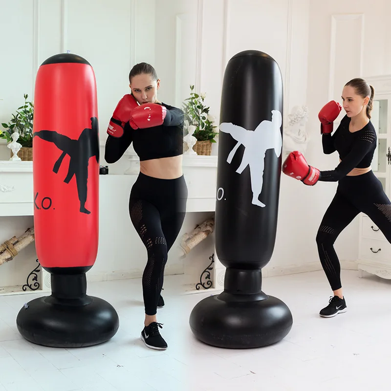 KO Kick Pattern Inflatable Boxing Column 1.6m Punching Bag Adult Venting Percussion Physical Fitness Training Equipment | Игрушки и