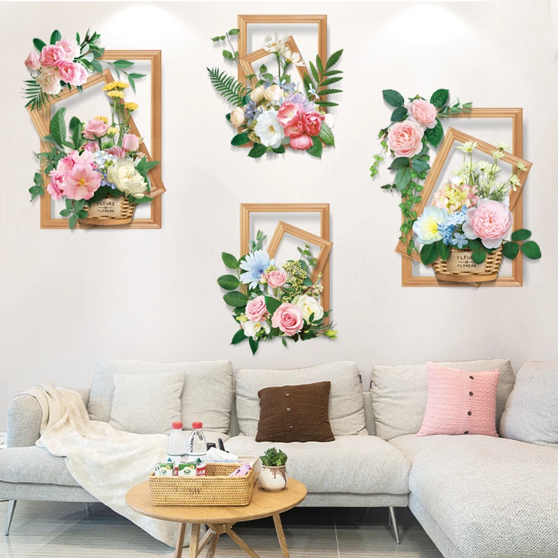 

3D Flower Wall Sticker VSCO Girl Room Decor Wedding Room Bedroom Decoration Aesthetics Living Room Sofa Backdrop Wallstickers